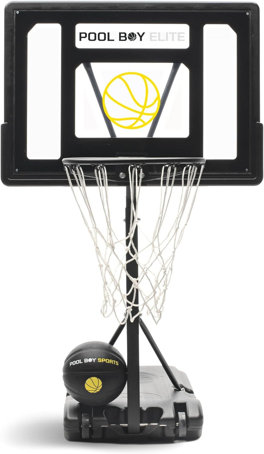 All-In-One Pool Basketball Hoop - Includes Composite Basketball. Air Pump. & Tools - Matte Black Heavy Duty Set - Adjustable Poolside Basketball Goal - Made for Kids. Teens. & Adults