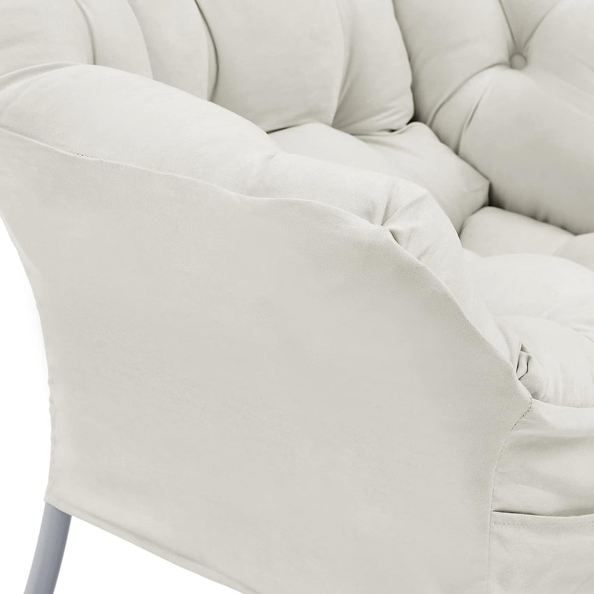 Living and More High Back Sofa Chair. Modern Fabric Lazy Chair. Accent Contemporary Lounge Chair. Cool Grey