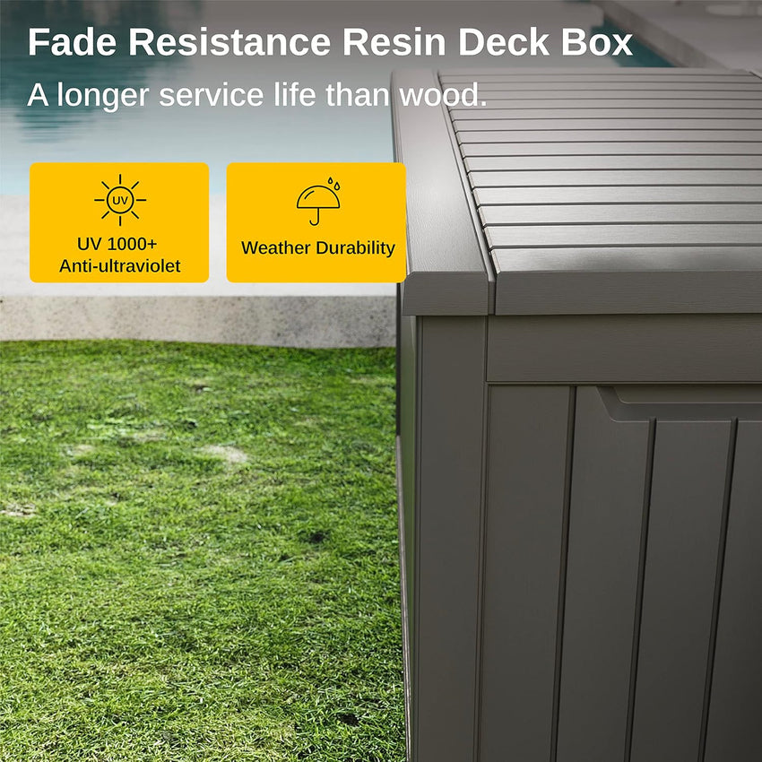 230 Gallon Deck Box. Outdoor Storage Box with Padlock