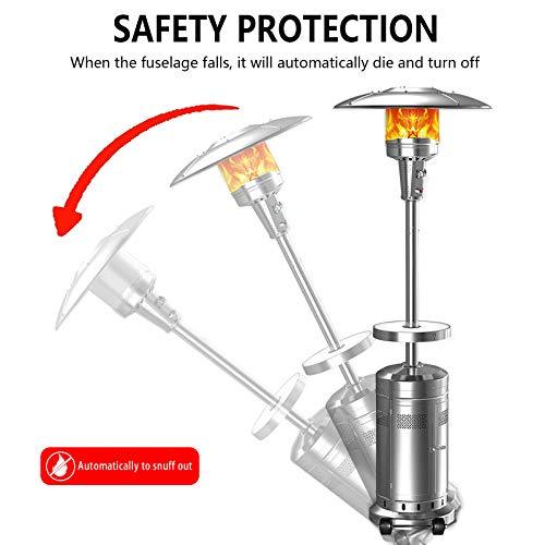 2 Set 48.000-BTU Umbrella Patio Propane Heater with Wheels.Stainless Steel Patio Heater.Stainless Steel Floorstanding Liquid Propane Heater Outdoor Patio.Patio Heater Standing Outdoor (Color:Silver)