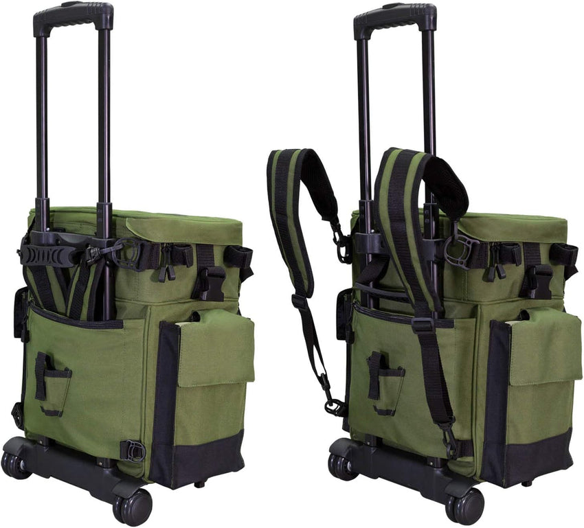 Elkton Outdoors Rolling Tackle Box with Wheels - Waterproof Rolling Fishing Backpack. 5 Removable Tackle Trays. 4 Rod Holders. Fishing Gifts for Men. Fish Tackle Bag. Roller Tackle Box
