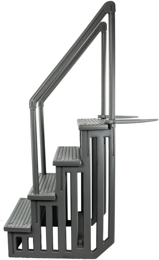 Select Anti-Slip in-Pool Steps | Gray | for Above Ground Swimming Pools | Can Mount to Decks 48 to 54 H | Safety Stairs Capacity Up to 300 lbs