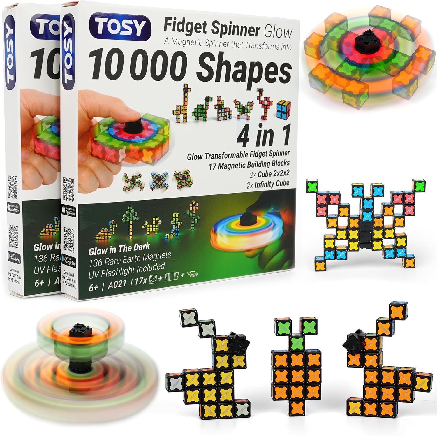 TOSY Magnet Fidget Spinner Mini - 8 Blocks. 3 in 1 Toy: Transformable Fidget Spinner. Infinity Cube. 2x2 Puzzle Cube. Easter Basket Stuffers for Kids/Adults. STEM Sensory Stress Relief Toy : Toys & Games