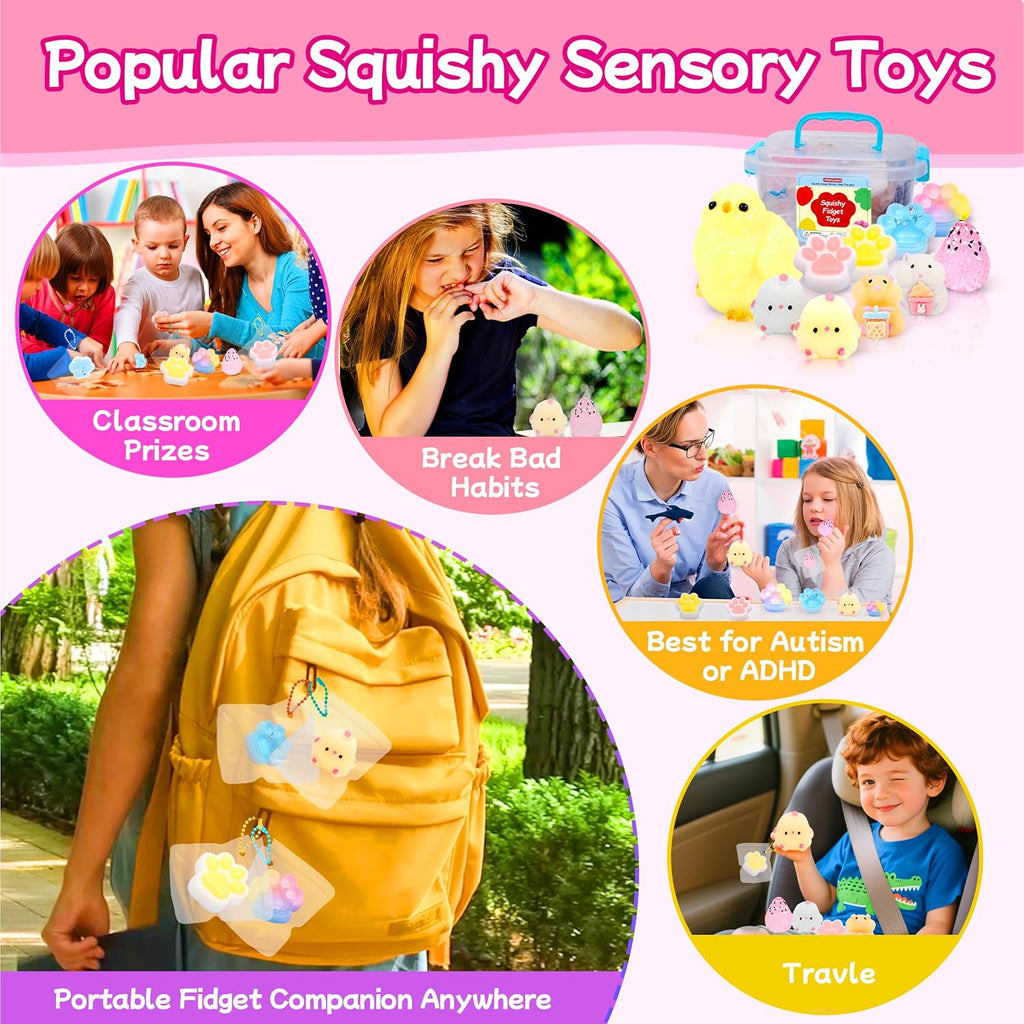 10 Pack Taba Squishy Toys kit with Toy Box & Cute Stickers