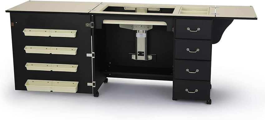 353 Norma Jean Sewing Cabinet for Sturdy Sewing. Cutting. Quilting. and Crafting with Storage and Airlift. Black Finish
