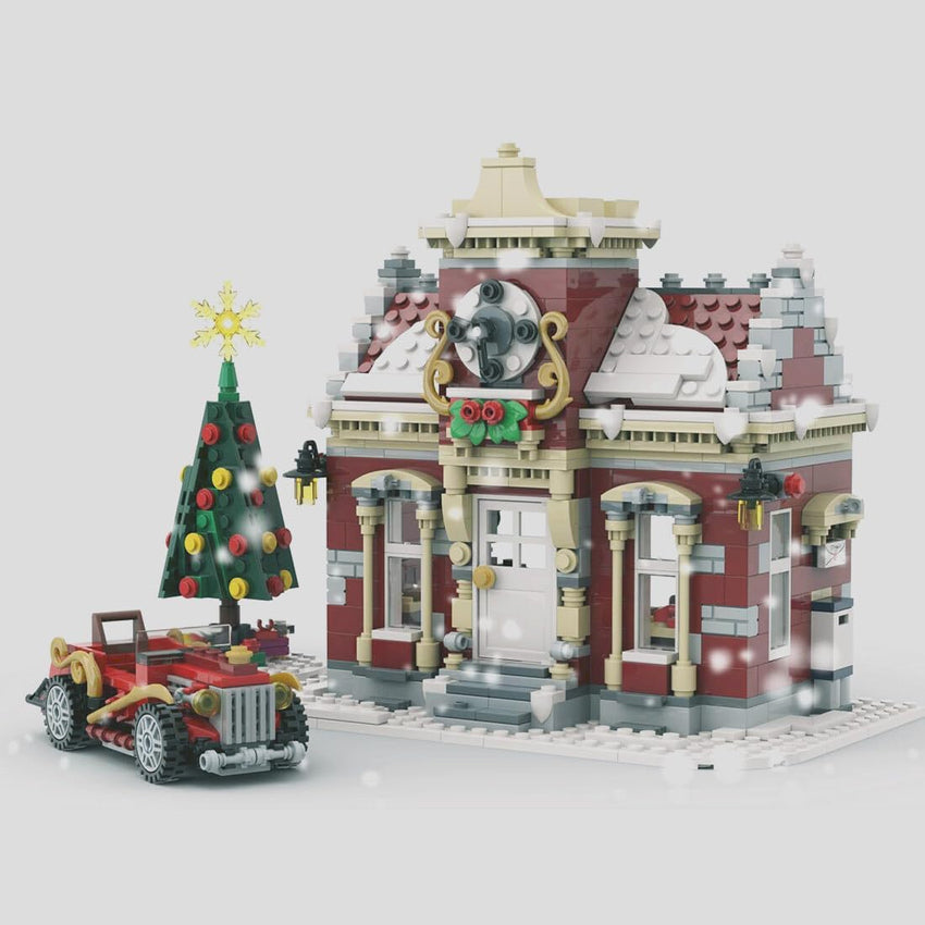 Christmas Country Church Building Kit. MOC-147549 Winter Modular Building Blocks Christmas House Building Block Building Toy (1769 Pieces)