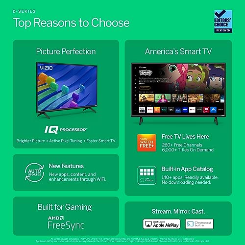 VIZIO 40-inch D-Series Full HD 1080p Smart TV with AMD FreeSync. Apple AirPlay
