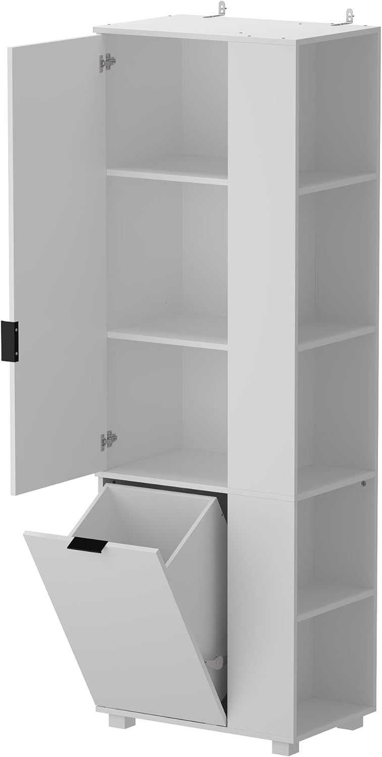 Storage cabinet with laundry basket. display cabinet
