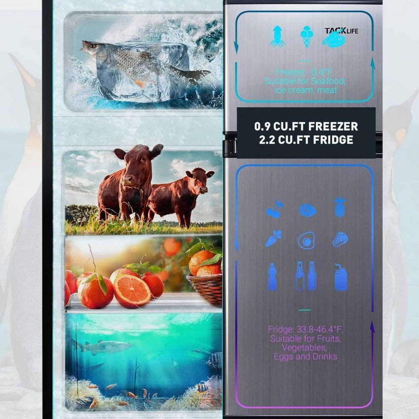 Mini Fridge with Freezer. 3.1 Cu.Ft Small Refrigerator. Compact Refrigerator with LED Light