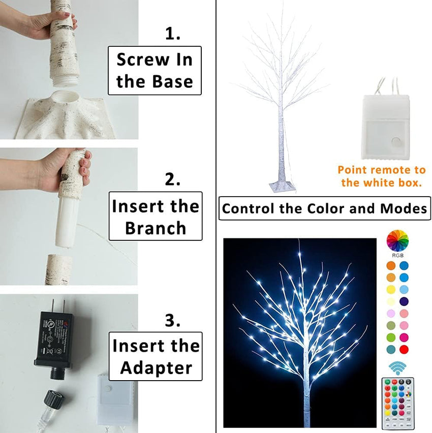 7ft 150 LED Colorful Birch Tree with Remote Control