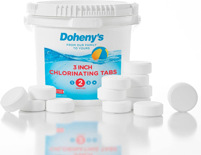 Doheny's 3 Inch Stabilized Chlorine Tablets | Pro-Grade Pool Sanitizer. Long Lasting. Slow Dissolving. 99% Pure Tri-Chlor. Individually Wrapped - 50lb