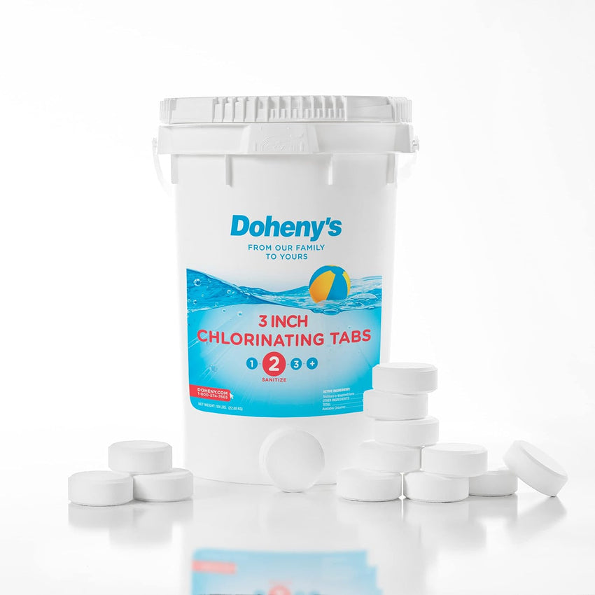 Doheny's 3 Inch Stabilized Chlorine Tablets | Pro-Grade Pool Sanitizer. Long Lasting. Slow Dissolving. 99% Pure Tri-Chlor. Individually Wrapped - 50lb
