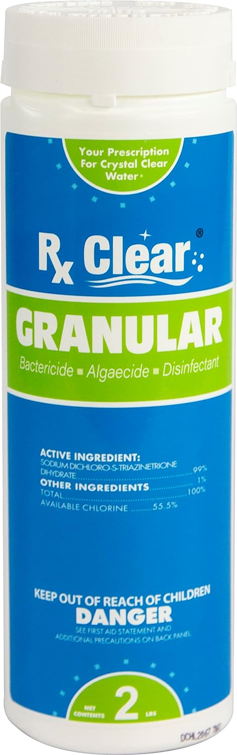 Clear Stabilized Granular Chlorine | One 50-Pound Bucket | Use As Bactericide. Algaecide. and Disinfectant in Swimming Pools and Spas | Fast Dissolving and UV Protected