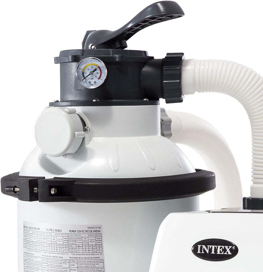 Intex 26651EG Krystal Clear 16 Inch 3.000 GPH Above Ground Pool Sand Filter Pump with Automatic Timer. GFCI. and 6 Function Control. Gray