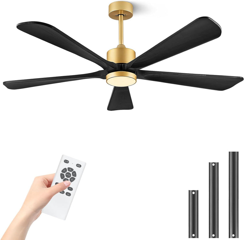 Ceiling Fans with Lights. 60 inch Outdoor Ceiling Fans with Lights for Patio and Remote Control. Modern Ceiling Fan with Light. 5 Solid Wood Blades 6-Speed Reversible DC Motor (Dark Brown)