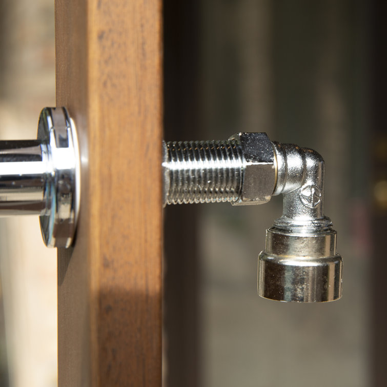 94.5 H Stainless Steel Freestanding Outdoor Shower and Duckboard