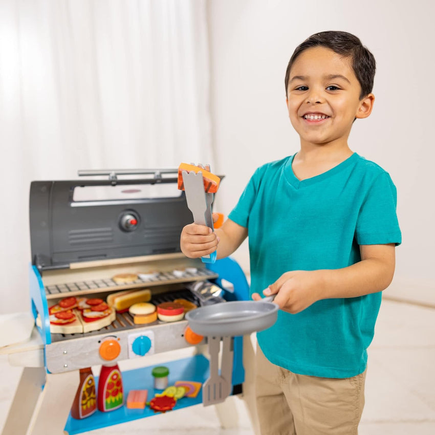 Wooden Luxury Grill. Smoker and Pizza Oven Toy Food Toy for Kids Pretend Cooking