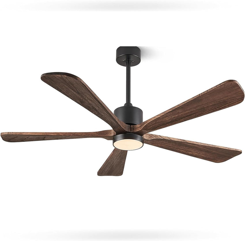 Ceiling Fans with Lights. 60 inch Outdoor Ceiling Fans with Lights for Patio and Remote Control. Modern Ceiling Fan with Light. 5 Solid Wood Blades 6-Speed Reversible DC Motor (Dark Brown)