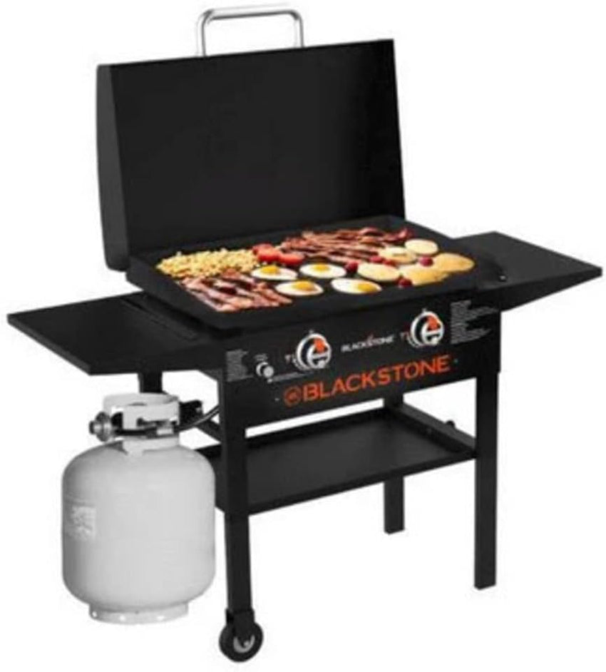 Blackstone 1883 Gas Hood & Side Shelves Heavy Duty Flat Top Griddle Grill Station for Kitchen. Camping. Outdoor. Tailgating. Countertop 28 inch Black