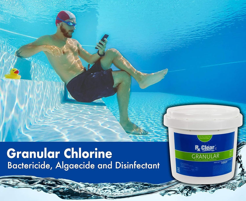 Clear Stabilized Granular Chlorine | One 50-Pound Bucket | Use As Bactericide. Algaecide. and Disinfectant in Swimming Pools and Spas | Fast Dissolving and UV Protected