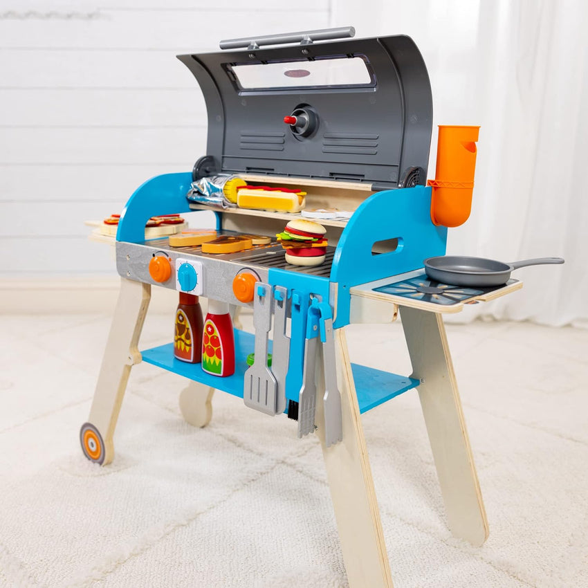 Wooden Luxury Grill. Smoker and Pizza Oven Toy Food Toy for Kids Pretend Cooking