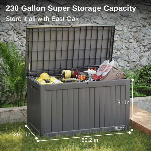 230 Gallon Deck Box. Outdoor Storage Box with Padlock
