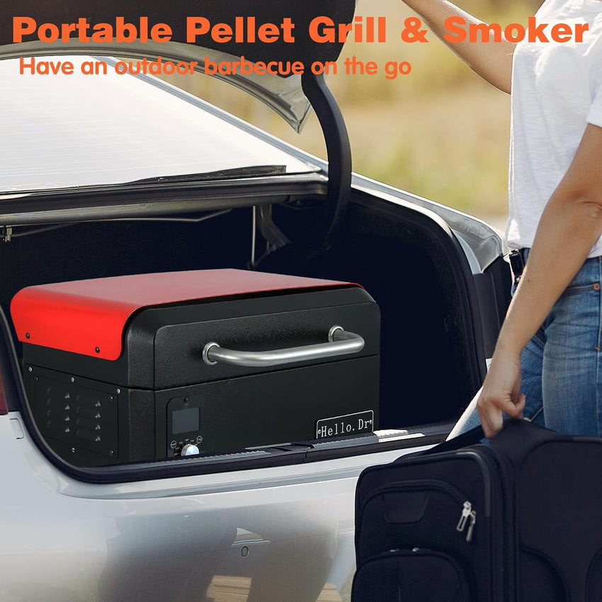 Portable Wood Pellet Grill and Smoker.Electric Outdoor 8 in 1 Tabletop Grills for RV Camping Tailgating RV Cooking BBQ. Intelligent Temperature Control and Superheated Steam Technology